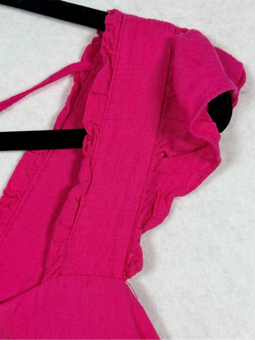 New In Hot Pink Linen Blend Ruffle Mini Dress Medium Cottagecore - Picture 6 of 11
